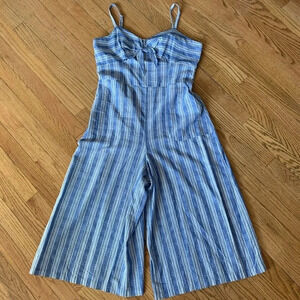 By & by Striped Wide Leg Cropped Bow Jumpsuit